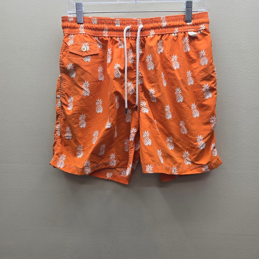 Polo Ralph Lauren All Over Pineapple Print Swim Trunks Shorts Orange Size Medium